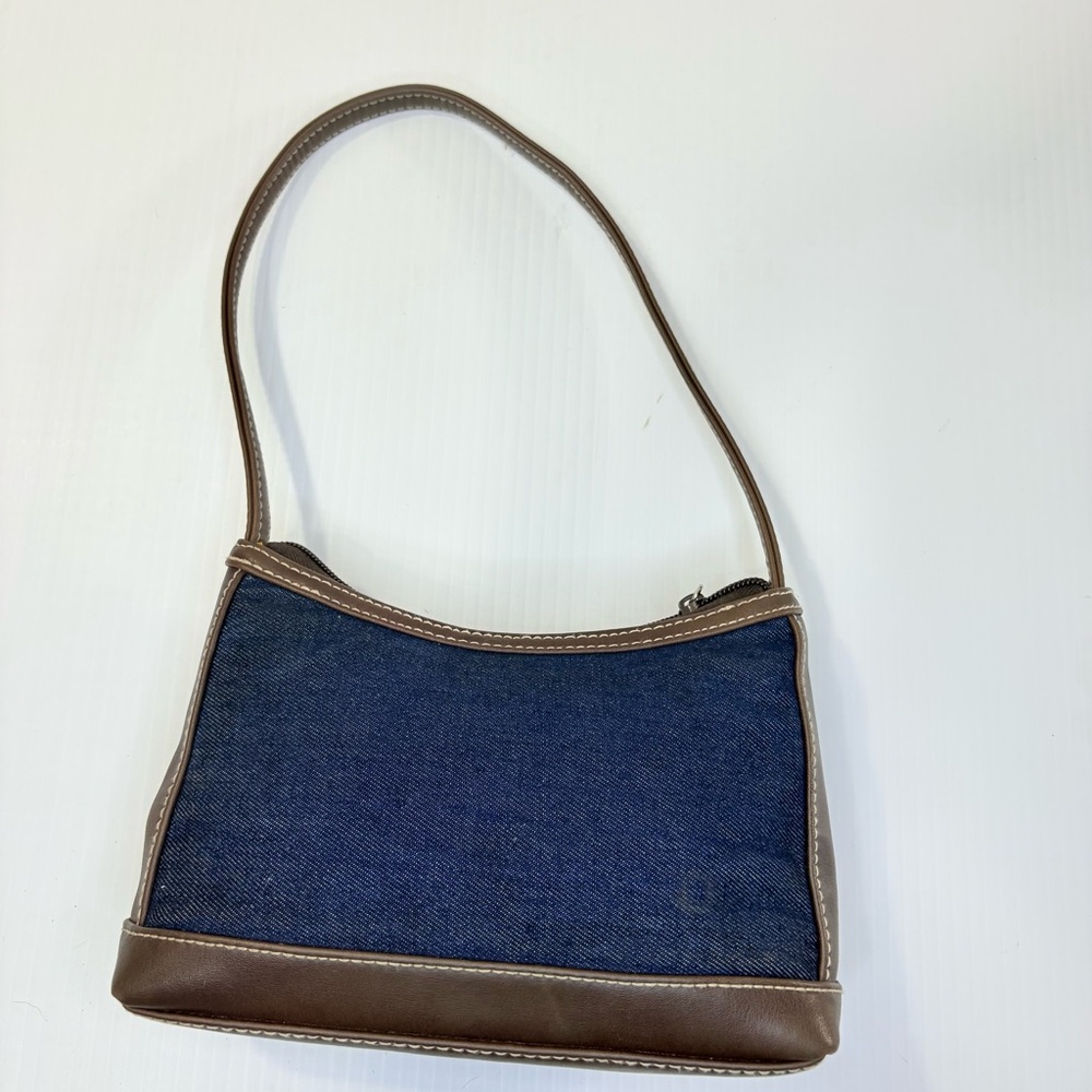 Vintage Charter Club Denim and Brown Mini Shoulder Bag Micro Purse Y2K - Picture 2 of 7